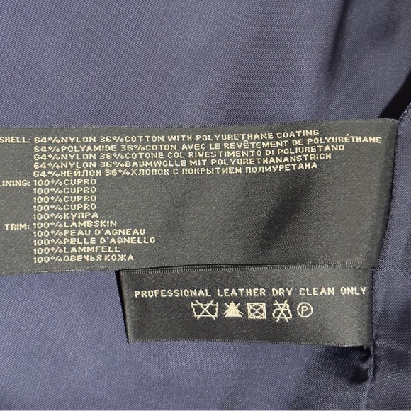 Ralph Lauren Midnight Blue Satin Jacket with Brown Leather Trim Sz Small - Picture 7 of 16